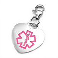 3/4" Pink Stainless Medical Heart Bracelet Charm